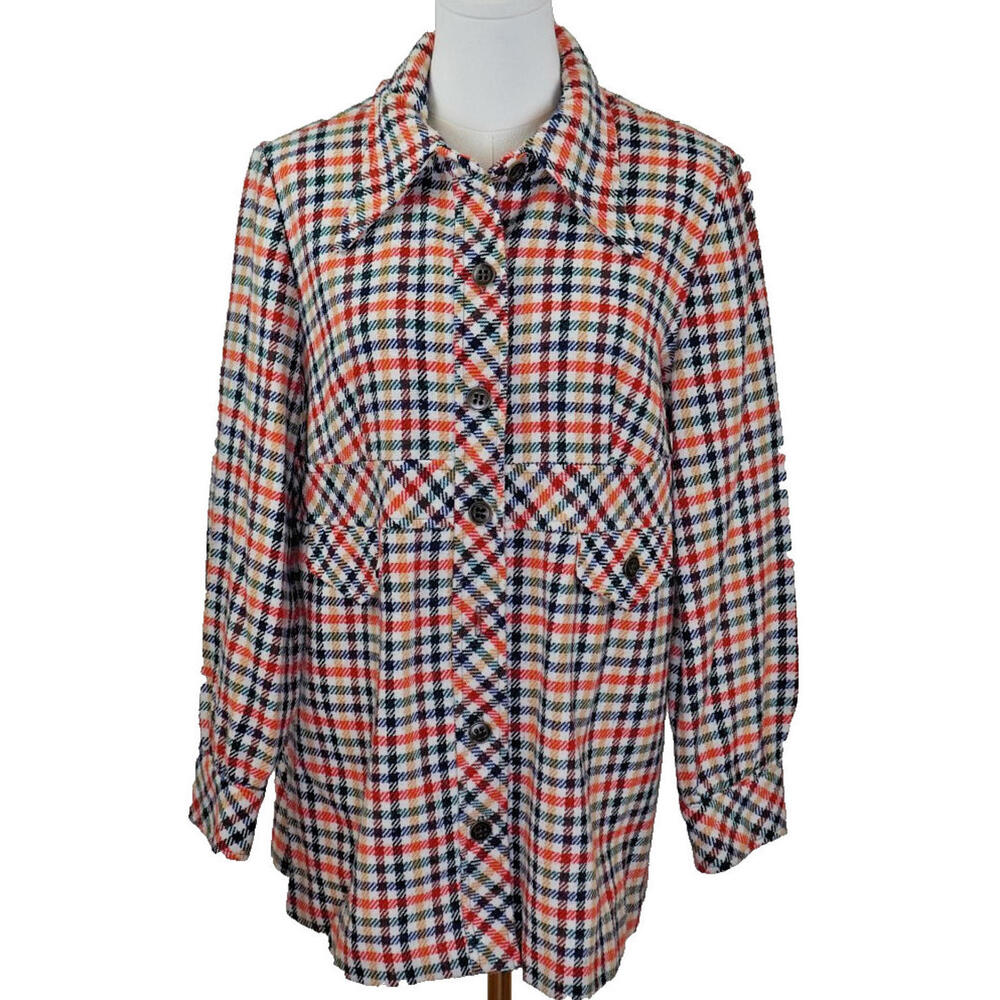 Vintage 1970s M.H. Fine Co. Button Down Shirt with Dagger Collar Size L Cotton